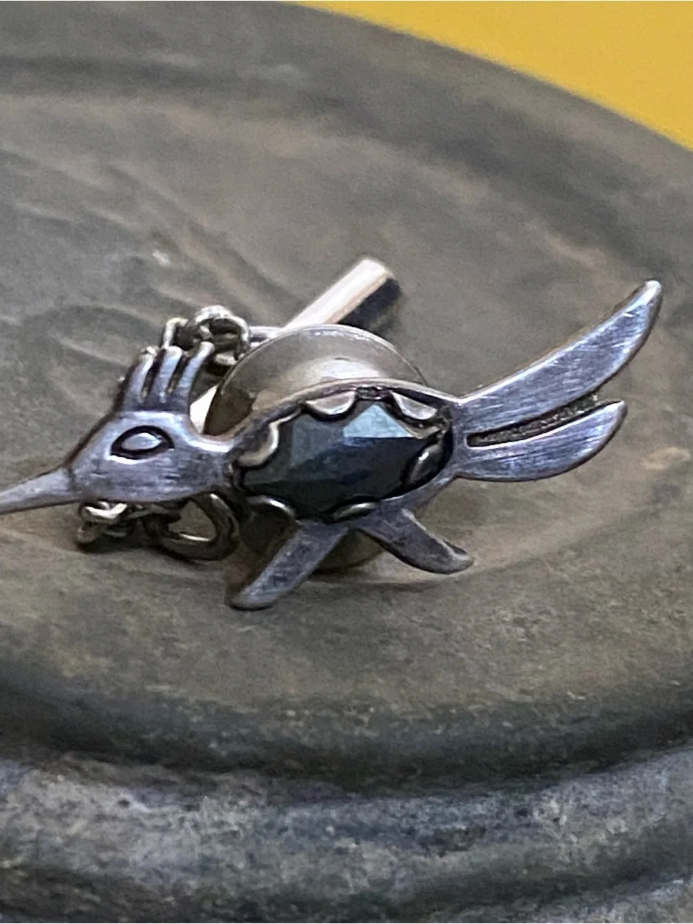 Native American Bell Trading 925 Sterling Hemitite Roadrunner Bird Tie Tack